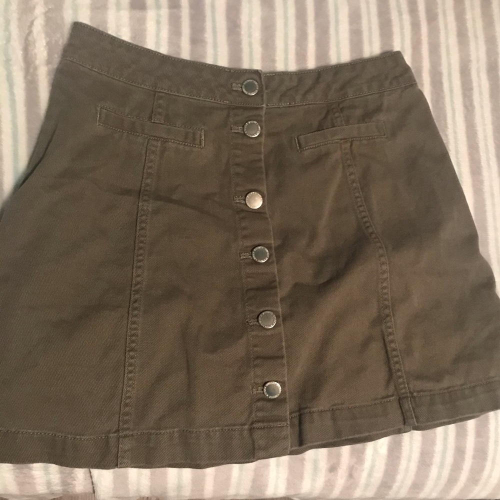 Olive Green Button Down Skirt